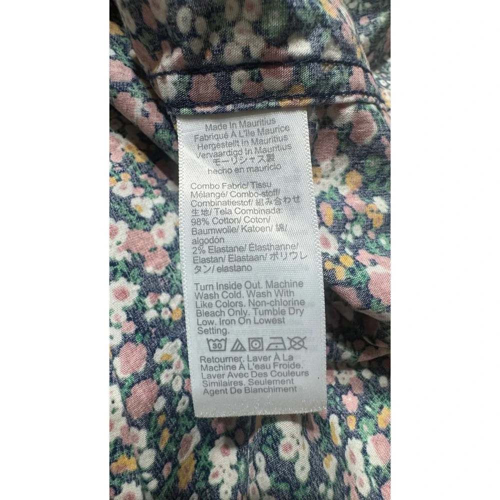 J.Crew Mens Flex Washed Short Sleeve Button Down Shirt XL Navy Floral Stretch‎